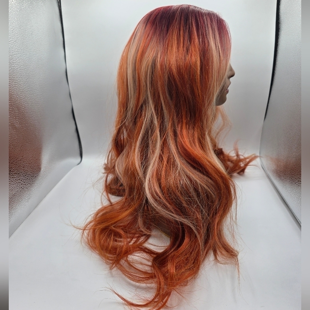 Chelsey Smith Crowns Cosmetics Cayenne Luxe Red & Blonde Wavy Lace Front Wig - Picture 3 of 11